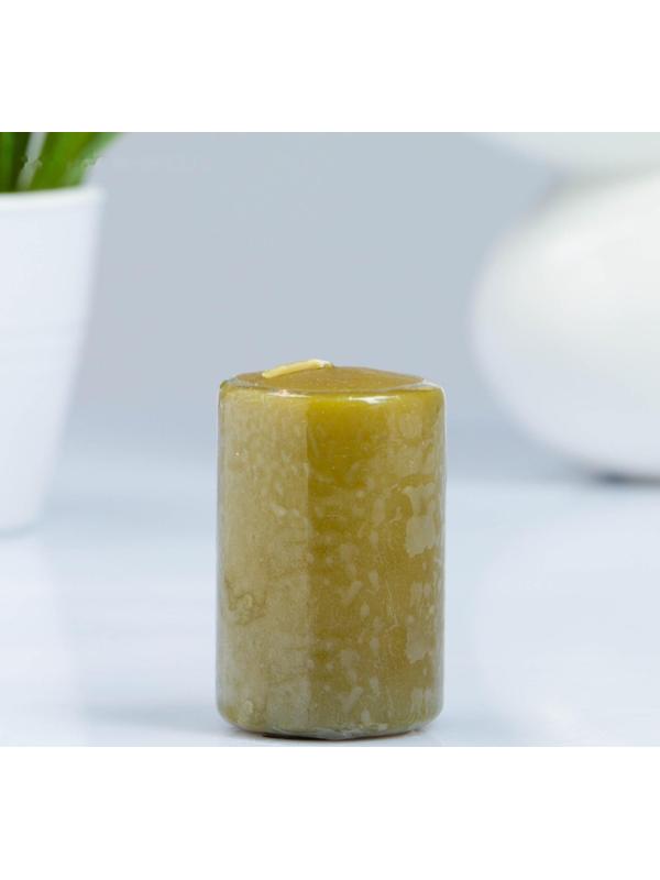 Свеча - цилиндр, 4×6 см, 9 ч, оливковая