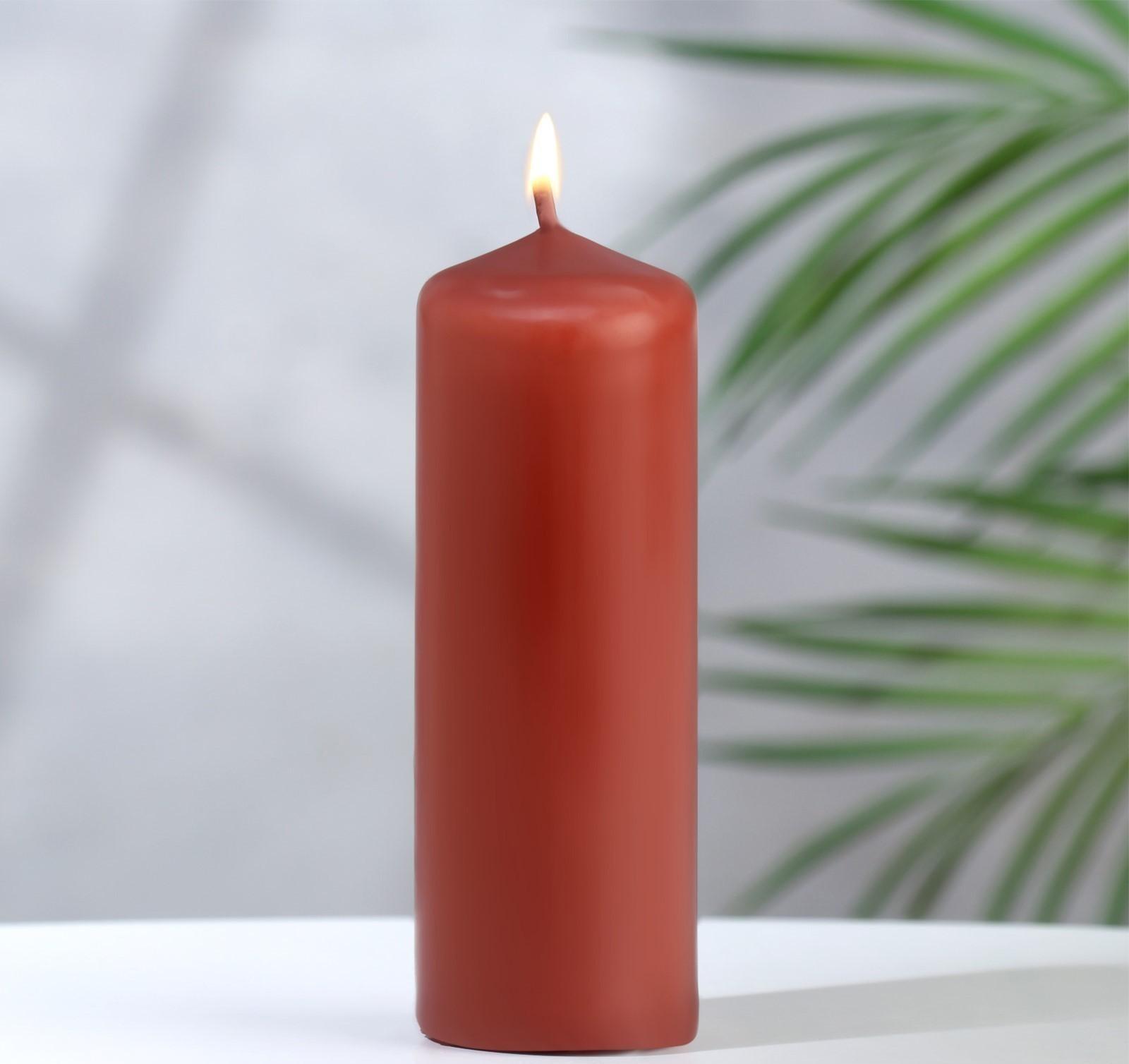 Свеча - цилиндр, 4×12 см, 15 ч, каштан