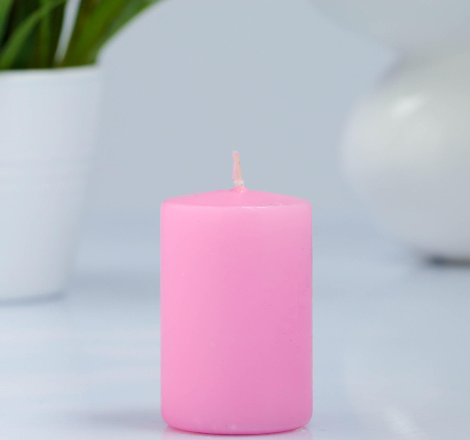 Свеча - цилиндр, 4×6 см, 9 ч, светло-розовая