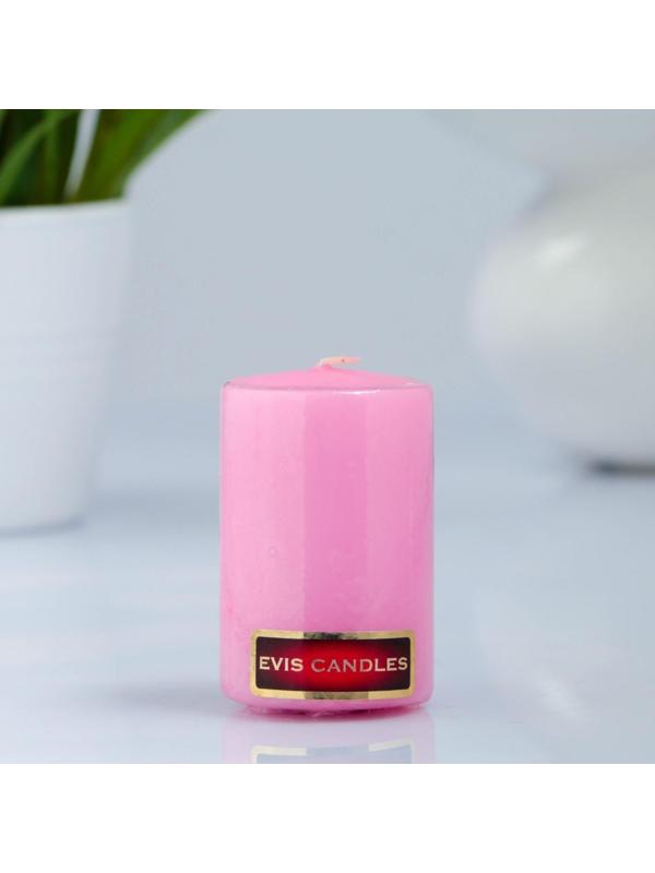 Свеча - цилиндр, 4×6 см, 9 ч, светло-розовая