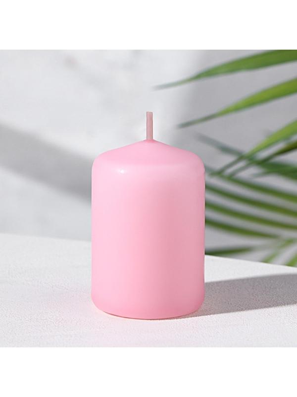 Свеча - цилиндр, 4×6 см, 9 ч, светло-розовая