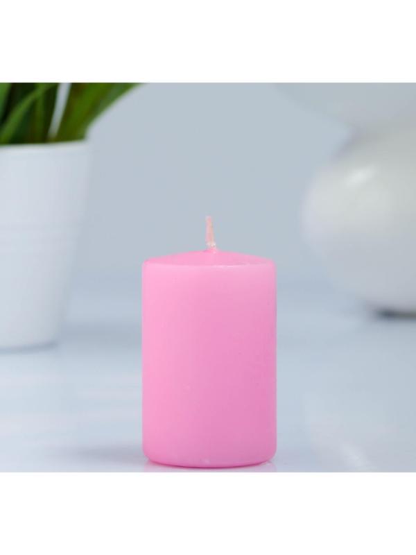 Свеча - цилиндр, 4×6 см, 9 ч, светло-розовая