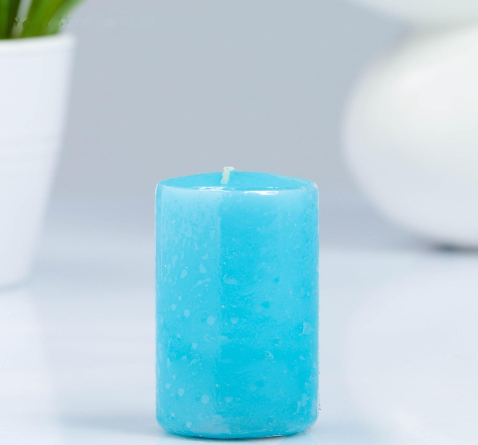 Свеча - цилиндр, 4×6 см, 9 ч, бирюза
