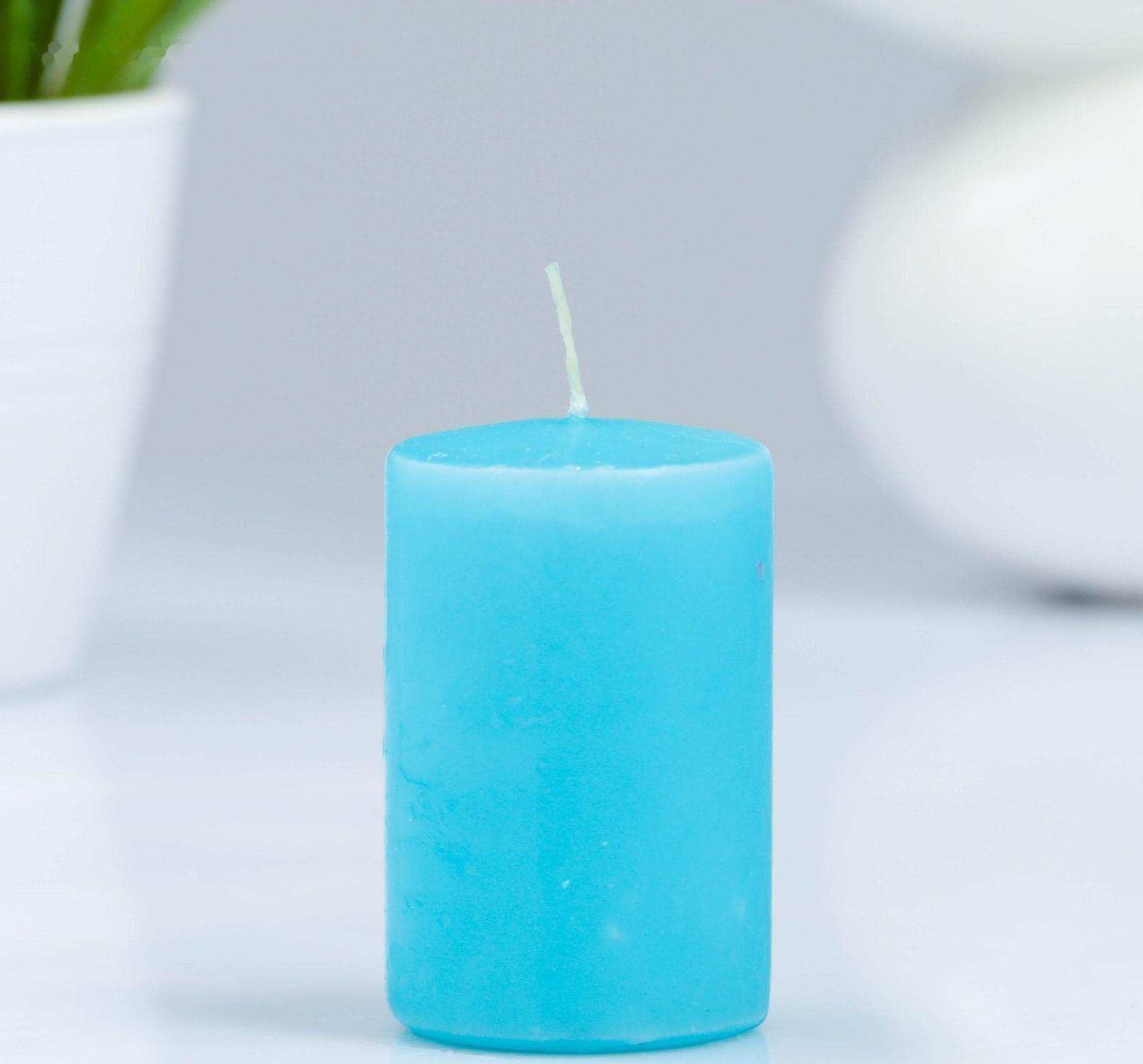 Свеча - цилиндр, 4×6 см, 9 ч, бирюза