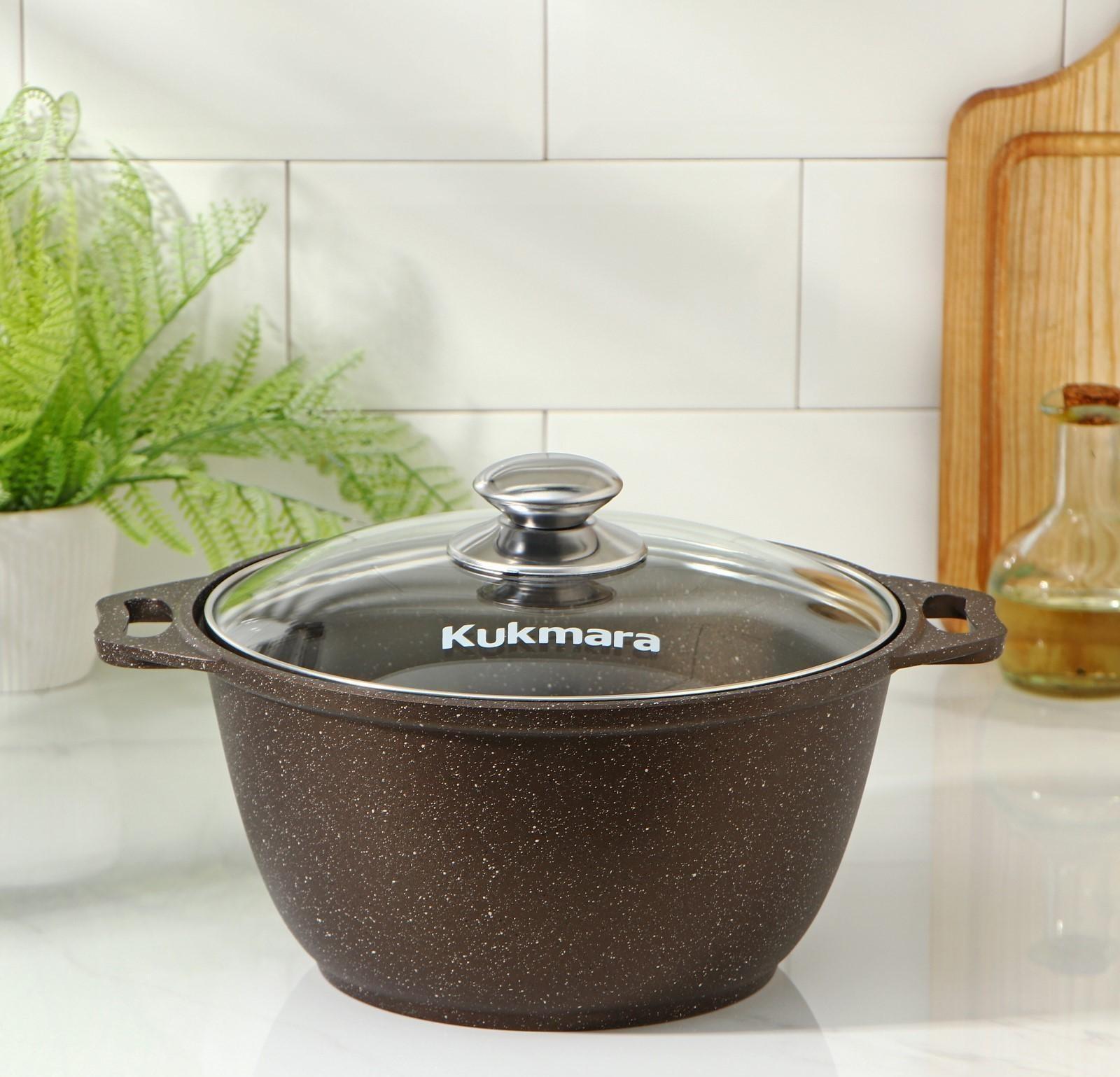 Кастрюля, 3 л, стеклянная крышка, антипригарное покрытие, цвет кофейный мрамор