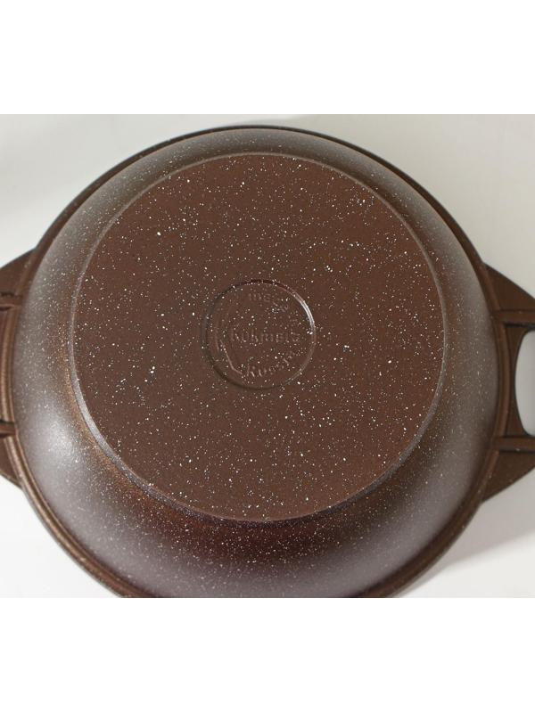 Кастрюля, 3 л, стеклянная крышка, антипригарное покрытие, цвет кофейный мрамор