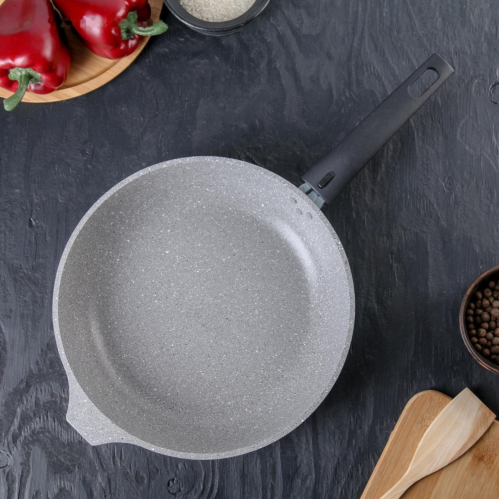 Сковорода, d=26 см, съёмная ручка, антипригарное покрытие, цвет серый