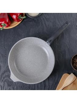 Сковорода, d=26 см, съёмная ручка, антипригарное покрытие, цвет серый