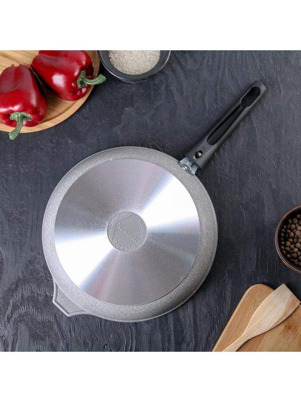 Сковорода, d=26 см, съёмная ручка, антипригарное покрытие, цвет серый