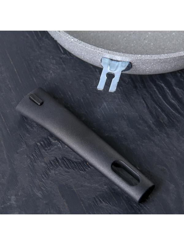 Сковорода, d=26 см, съёмная ручка, антипригарное покрытие, цвет серый