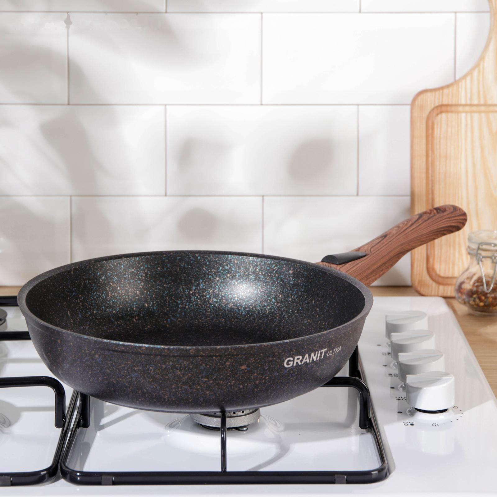 Сковорода Granit ultra blue, d=26 cм, съёмная ручка, антипригарное покрытие, цвет чёрный