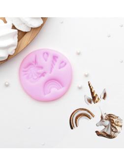 Молд «Радужный единорог», 6,3×0,5 см, цвет МИКС