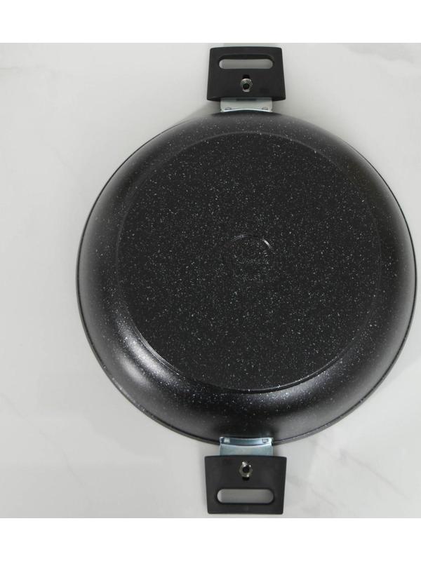 Сотейник, d=30 см, съёмные ручки, стеклянная крышка, антипригарное покрытие, цвет тёмный мрамор