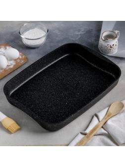 Противень, 40×29,5×5 см, антипригарное покрытие, цвет тёмный мрамор