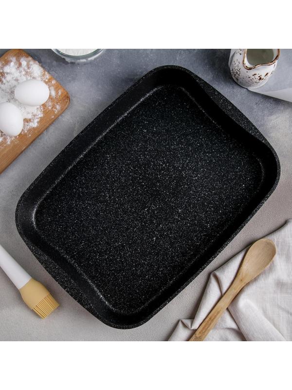 Противень, 40×29,5×5 см, антипригарное покрытие, цвет тёмный мрамор