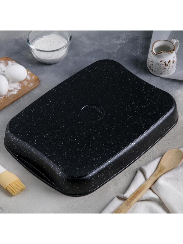 Противень, 40×29,5×5 см, антипригарное покрытие, цвет тёмный мрамор