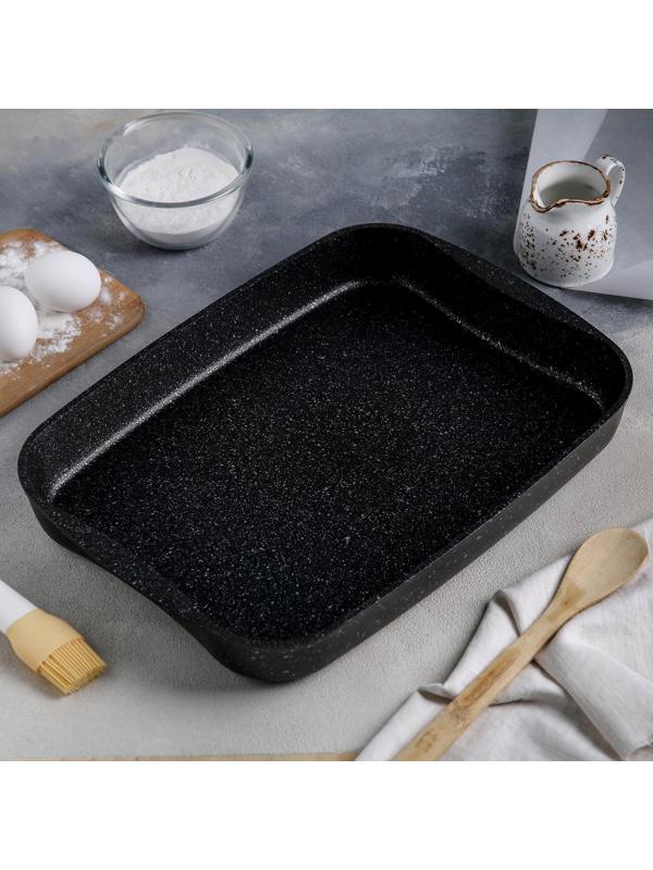 Противень, 40×29,5×5 см, антипригарное покрытие, цвет тёмный мрамор