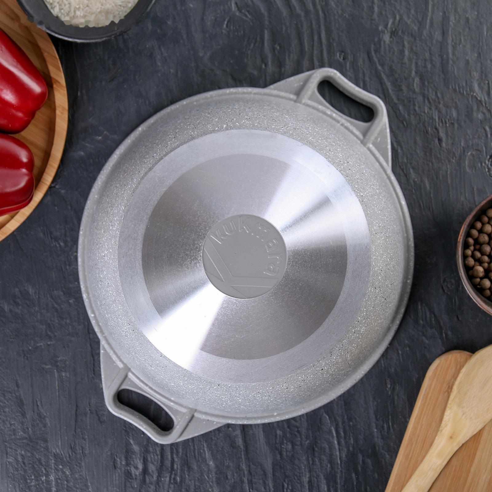 Кастрюля, 4 л, стеклянная крышка, антипригарное покрытие, цвет светлый мрамор