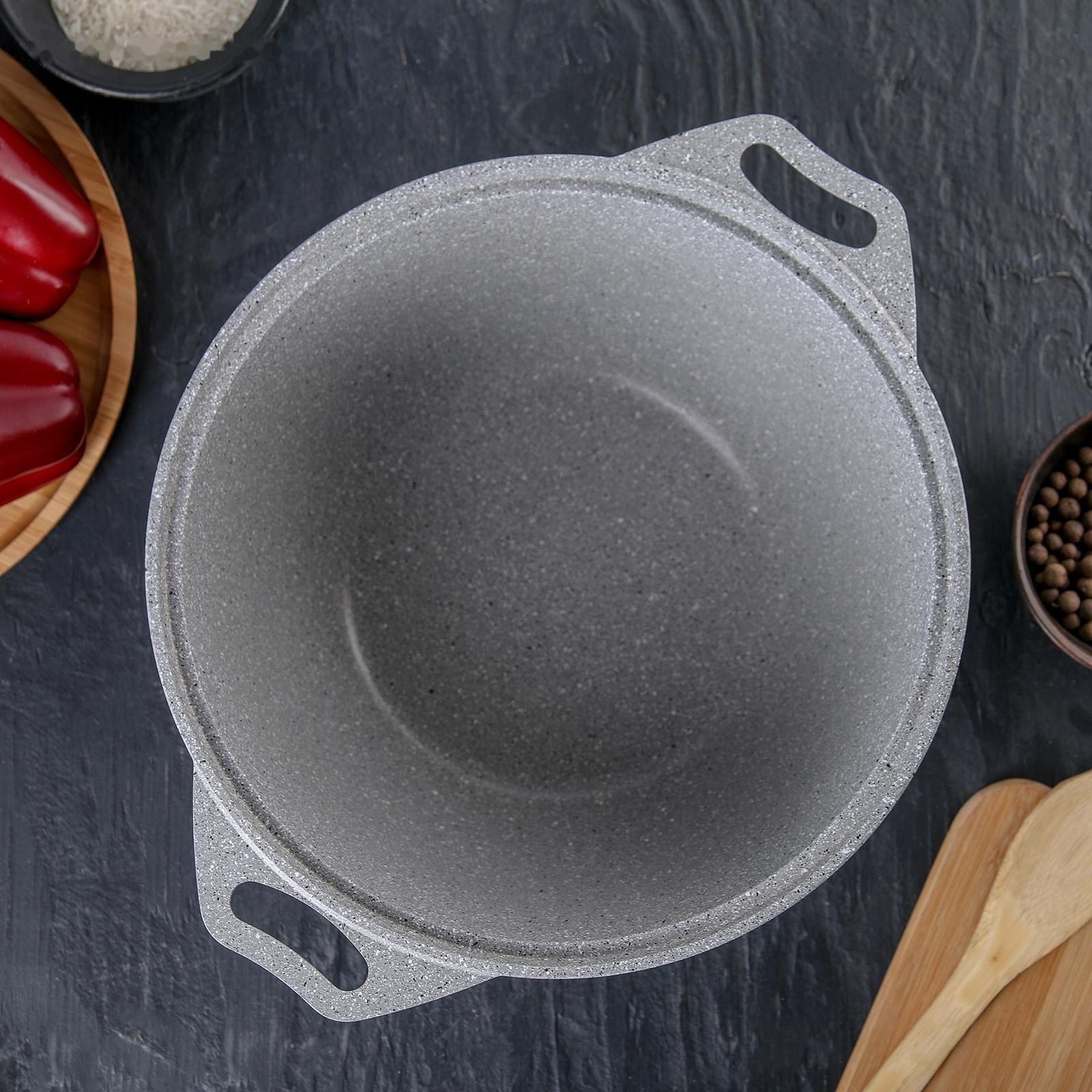 Кастрюля, 4 л, стеклянная крышка, антипригарное покрытие, цвет светлый мрамор