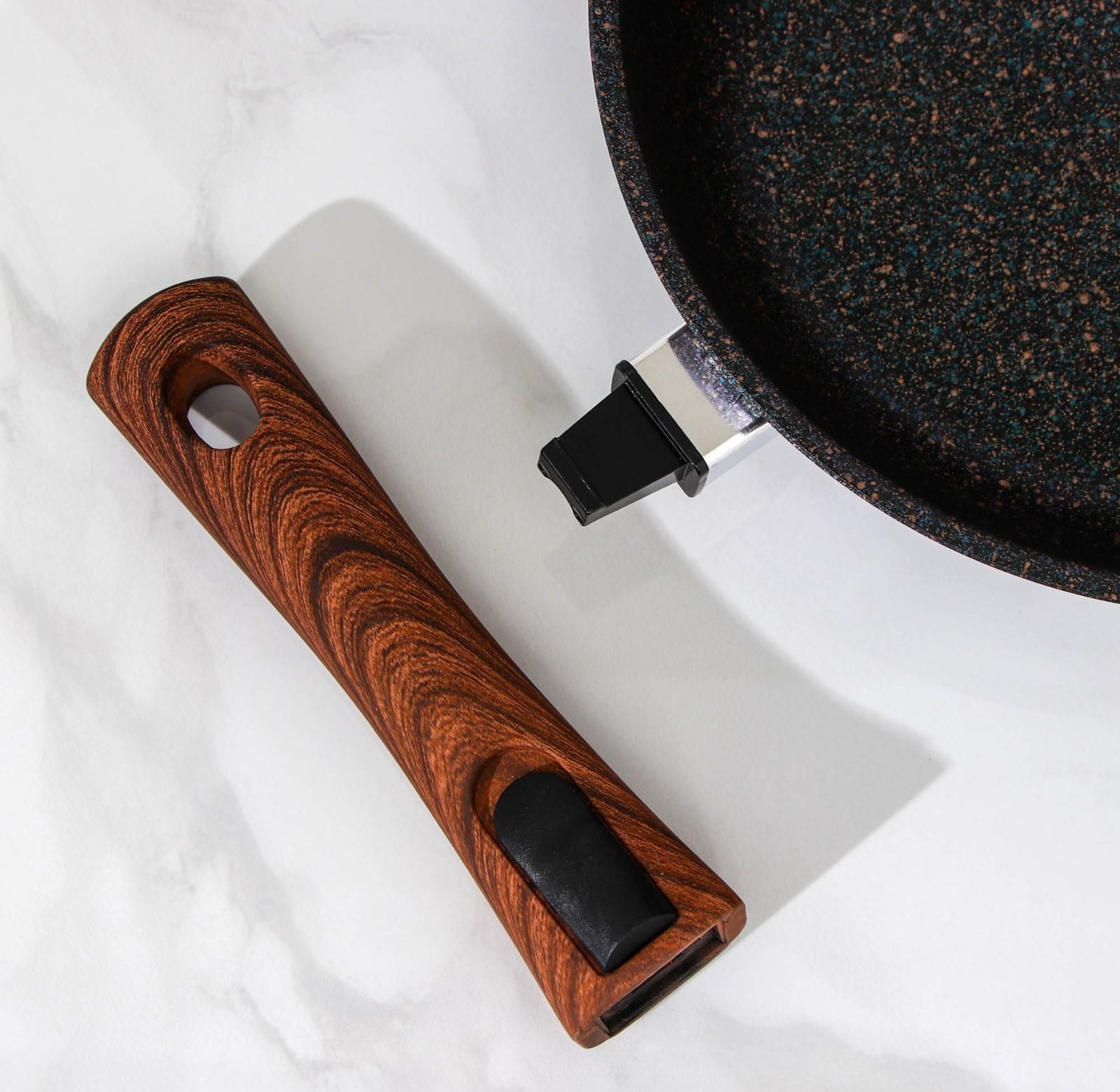 Сковорода Granit ultra blue, d=24 см, съёмная ручка, антипригарное покрытие, цвет чёрный