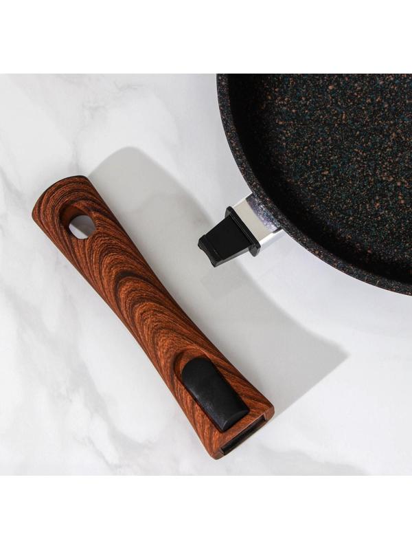 Сковорода Granit ultra blue, d=24 см, съёмная ручка, антипригарное покрытие, цвет чёрный