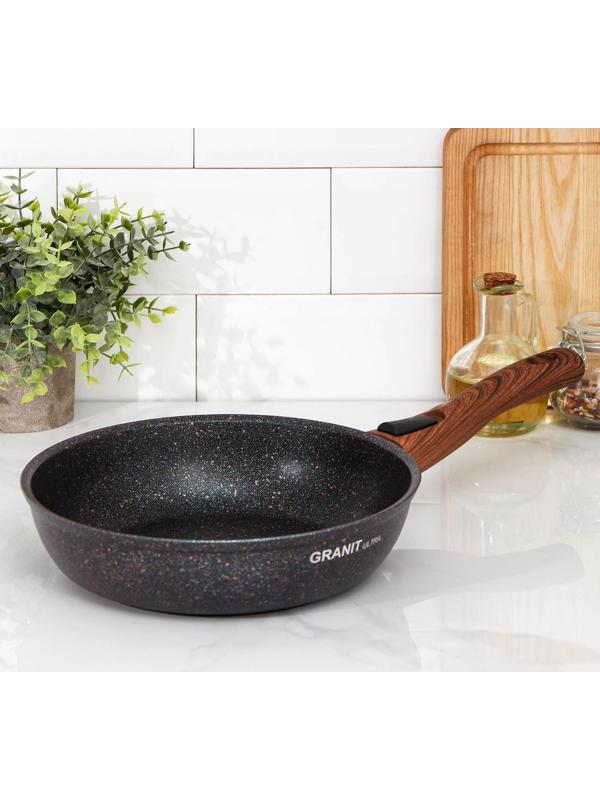 Сковорода Granit ultra blue, d=24 см, съёмная ручка, антипригарное покрытие, цвет чёрный