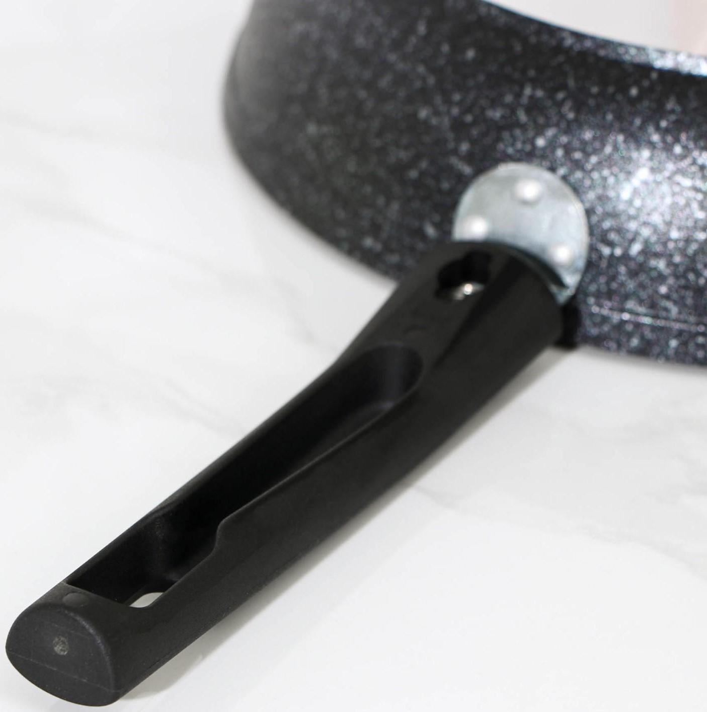 Сковорода, d=26 см, съёмная ручка, антипригарное покрытие, цвет тёмный мрамор