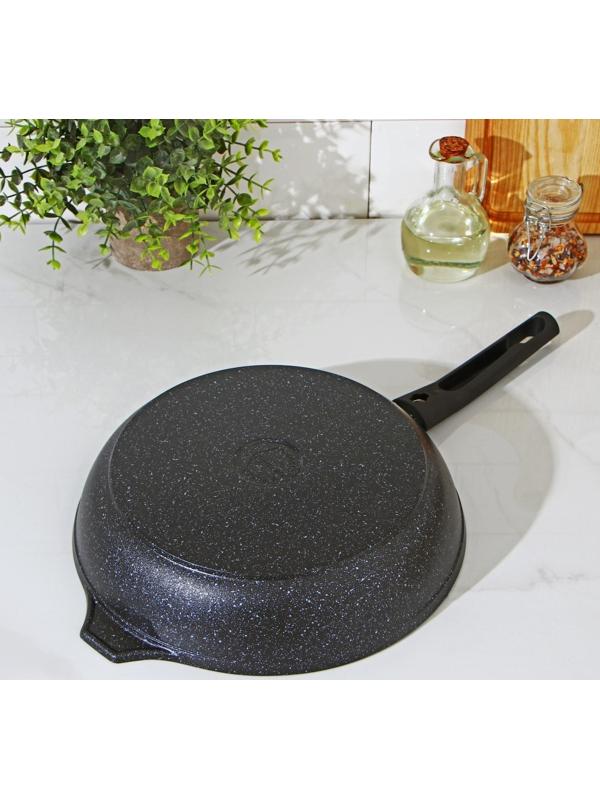 Сковорода, d=26 см, съёмная ручка, антипригарное покрытие, цвет тёмный мрамор