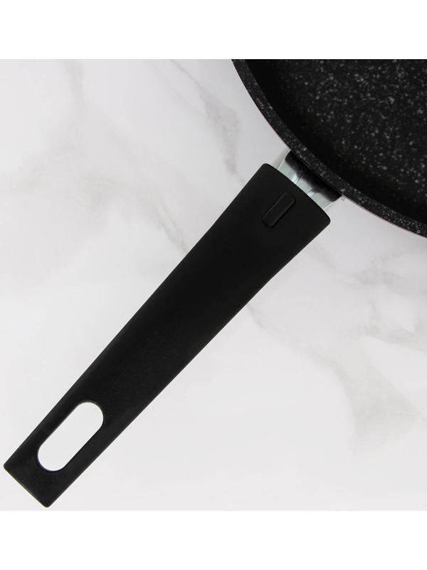 Сковорода, d=26 см, съёмная ручка, антипригарное покрытие, цвет тёмный мрамор