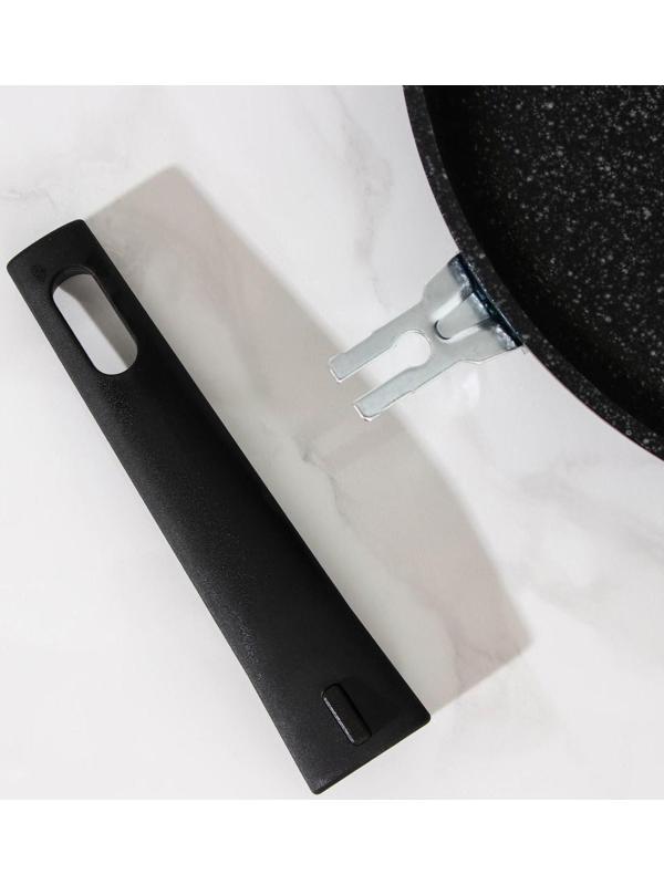 Сковорода, d=26 см, съёмная ручка, антипригарное покрытие, цвет тёмный мрамор