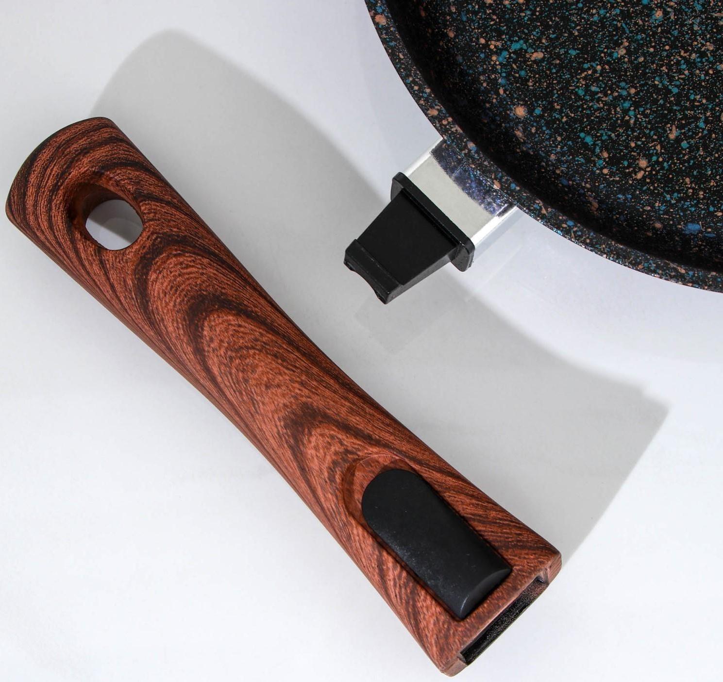 Сковорода Granit ultra blue, d=22 см, съёмная ручка, антипригарное покрытие, цвет чёрный