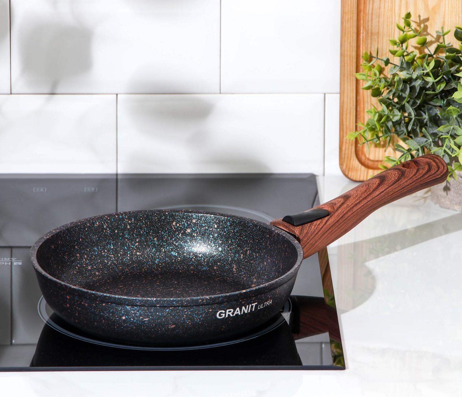Сковорода Granit ultra blue, d=22 см, съёмная ручка, антипригарное покрытие, цвет чёрный