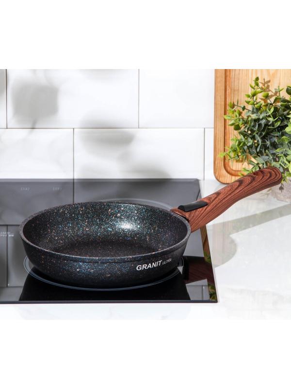 Сковорода Granit ultra blue, d=22 см, съёмная ручка, антипригарное покрытие, цвет чёрный