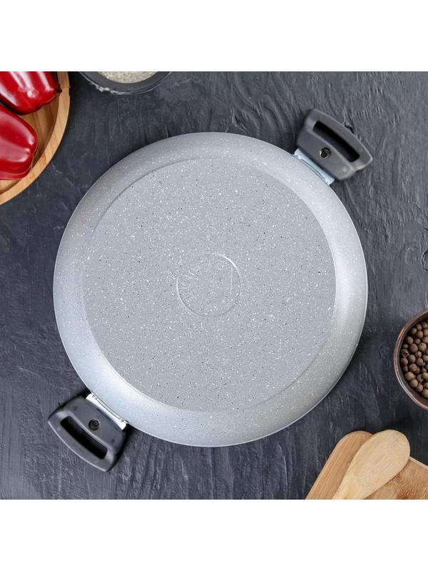 Сотейник, d=30 см, съёмные ручки, стеклянная крышка, антипригарное покрытие, цвет светло-серый