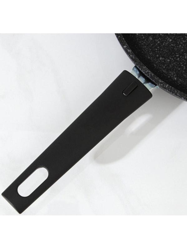 Сковорода, d=24 см, съёмная ручка, антипригарное покрытие, цвет тёмный мрамор