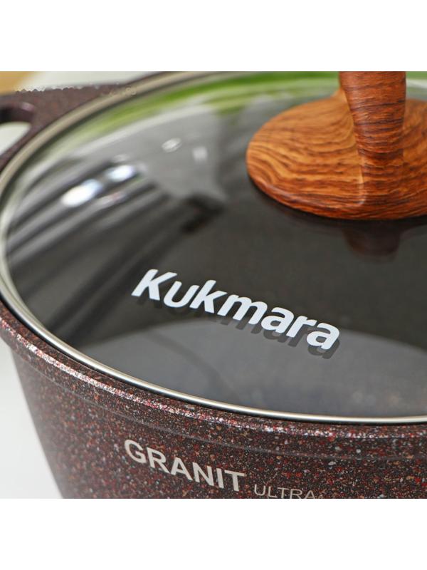 Кастрюля Granit ultra, 3 л, стеклянная крышка, антипригарное покрытие, ручка МИКС