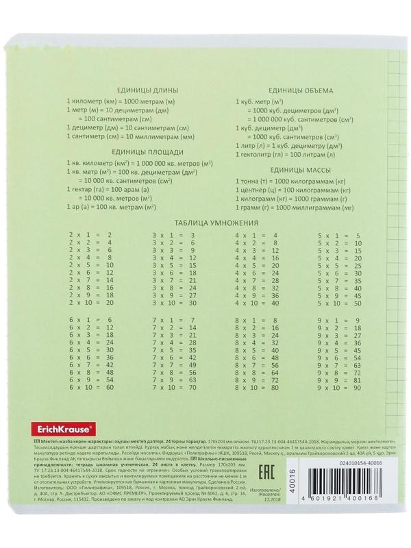 Тетрадь 24 листа в клетку ErichKrause 