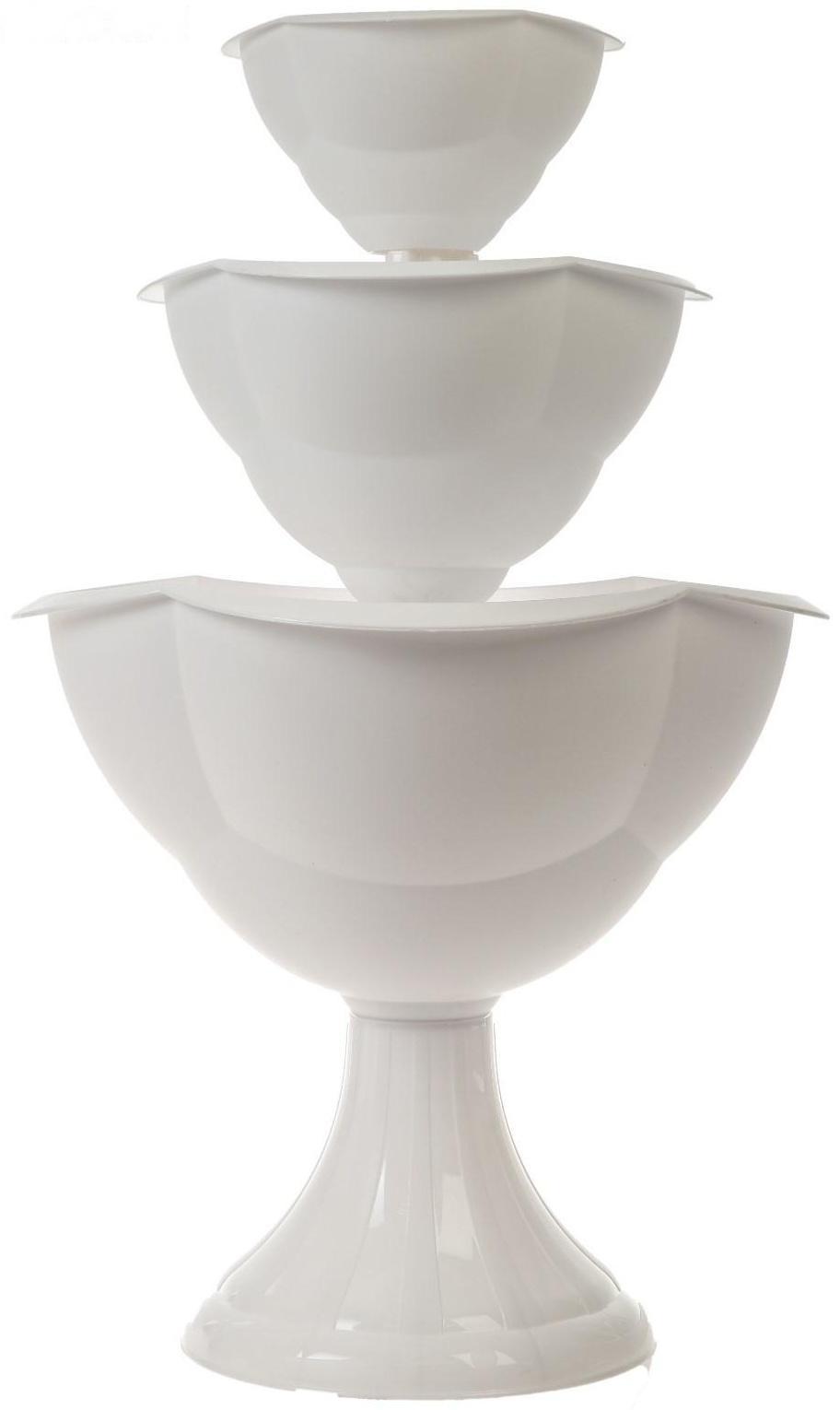 Клумба пластиковая, 3 яруса, d = 27–40–55 см, h = 90 см, белая, «Водопад»