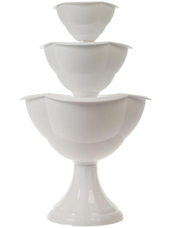 Клумба пластиковая, 3 яруса, d = 27–40–55 см, h = 90 см, белая, «Водопад»