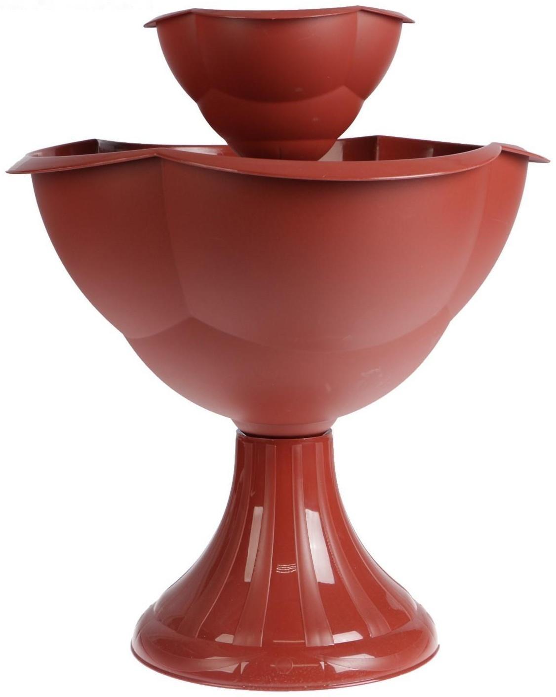 Клумба пластиковая, 2 яруса, d = 27–55 см, h = 60 см, коричневая, «Водопад»