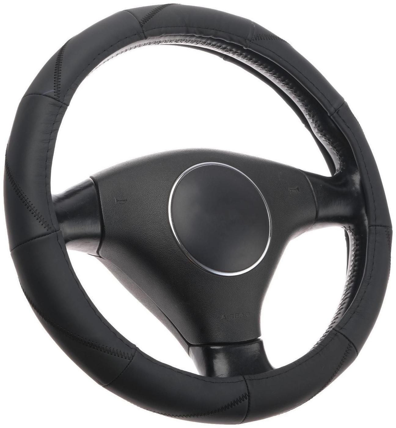 Оплётка TORSO, натуральная кожа, размер 38 см, черный