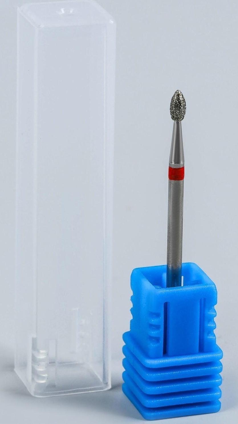 Фреза алмазная для маникюра «Пламя», мелкая зернистость, 2,1 × 4,5 мм, в пластиковом футляре
