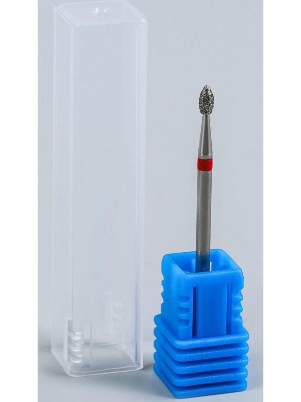 Фреза алмазная для маникюра «Пламя», мелкая зернистость, 2,1 × 4,5 мм, в пластиковом футляре