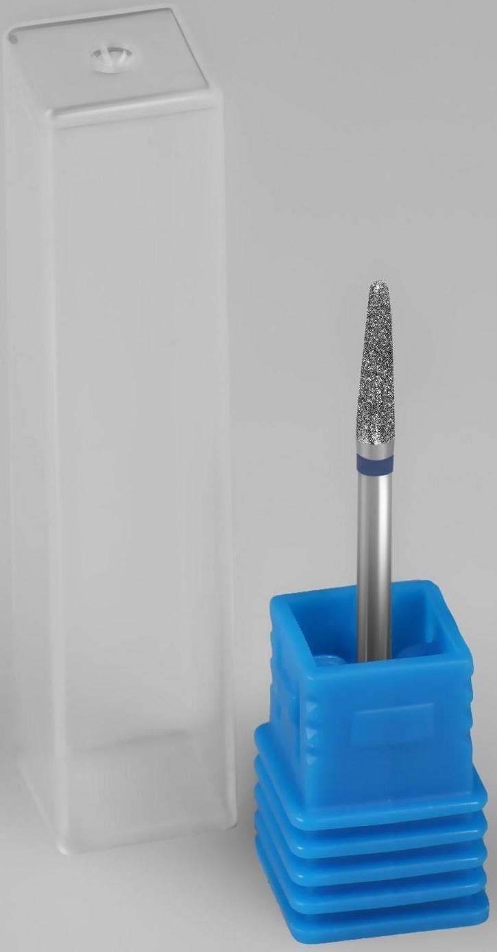 Фреза алмазная для маникюра «Конус скруглённый», средняя зернистость, 2,3 × 15 мм, в пластиковом футляре