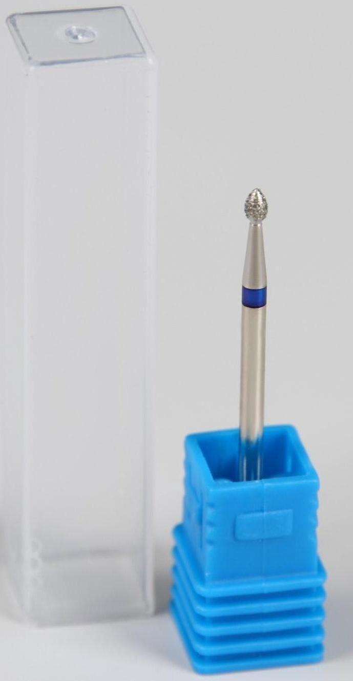 Фреза алмазная для маникюра «Почка», средняя зернистость, 1,6 × 3 мм, в пластиковом футляре