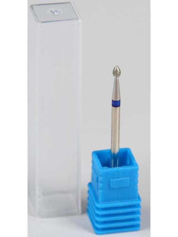 Фреза алмазная для маникюра «Почка», средняя зернистость, 1,6 × 3 мм, в пластиковом футляре