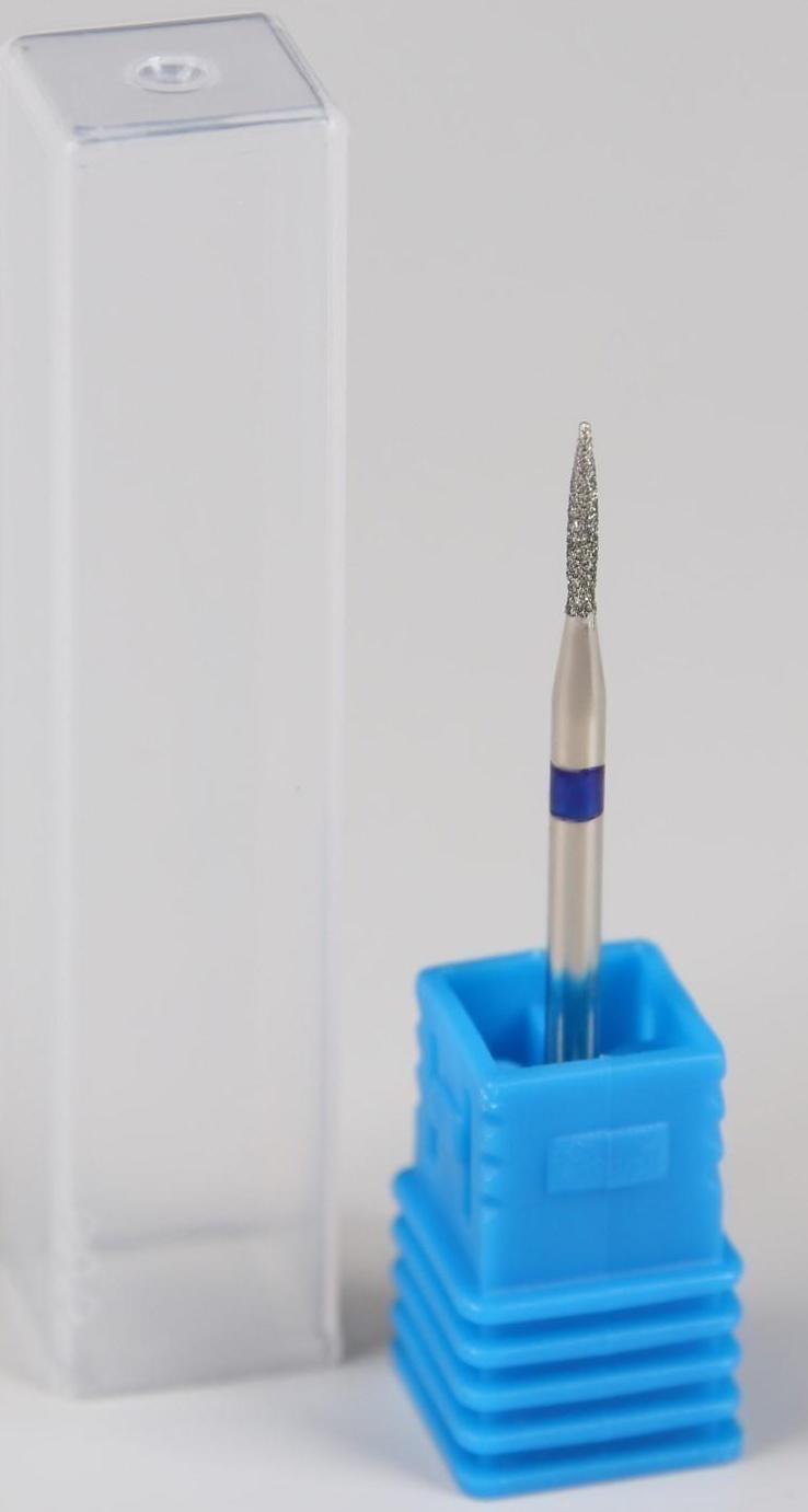 Фреза алмазная для маникюра «Пламя», средняя зернистость, 1,2 × 8 мм, в пластиковом футляре