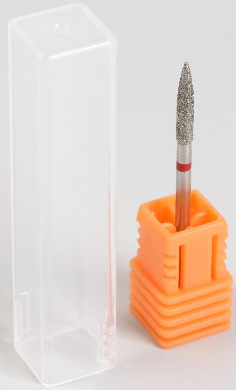 Фреза алмазная для маникюра «Пламя», мелкая зернистость, 1,6 × 14 мм, в пластиковом футляре