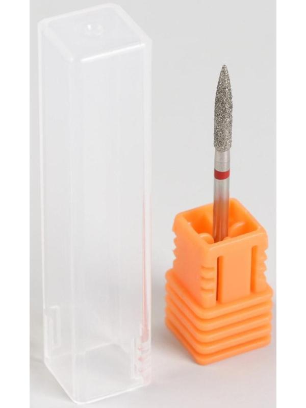 Фреза алмазная для маникюра «Пламя», мелкая зернистость, 1,6 × 14 мм, в пластиковом футляре