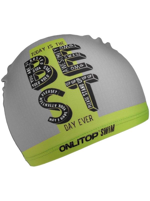 Шапочка для плавания детская BEST DAY EVER, тканевая, обхват 46-52 см